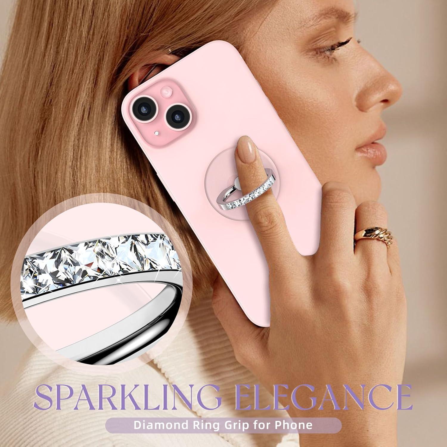 Soporte de Anillo para Teléfono Jsoerpay 2 Pcs Transparente Plata