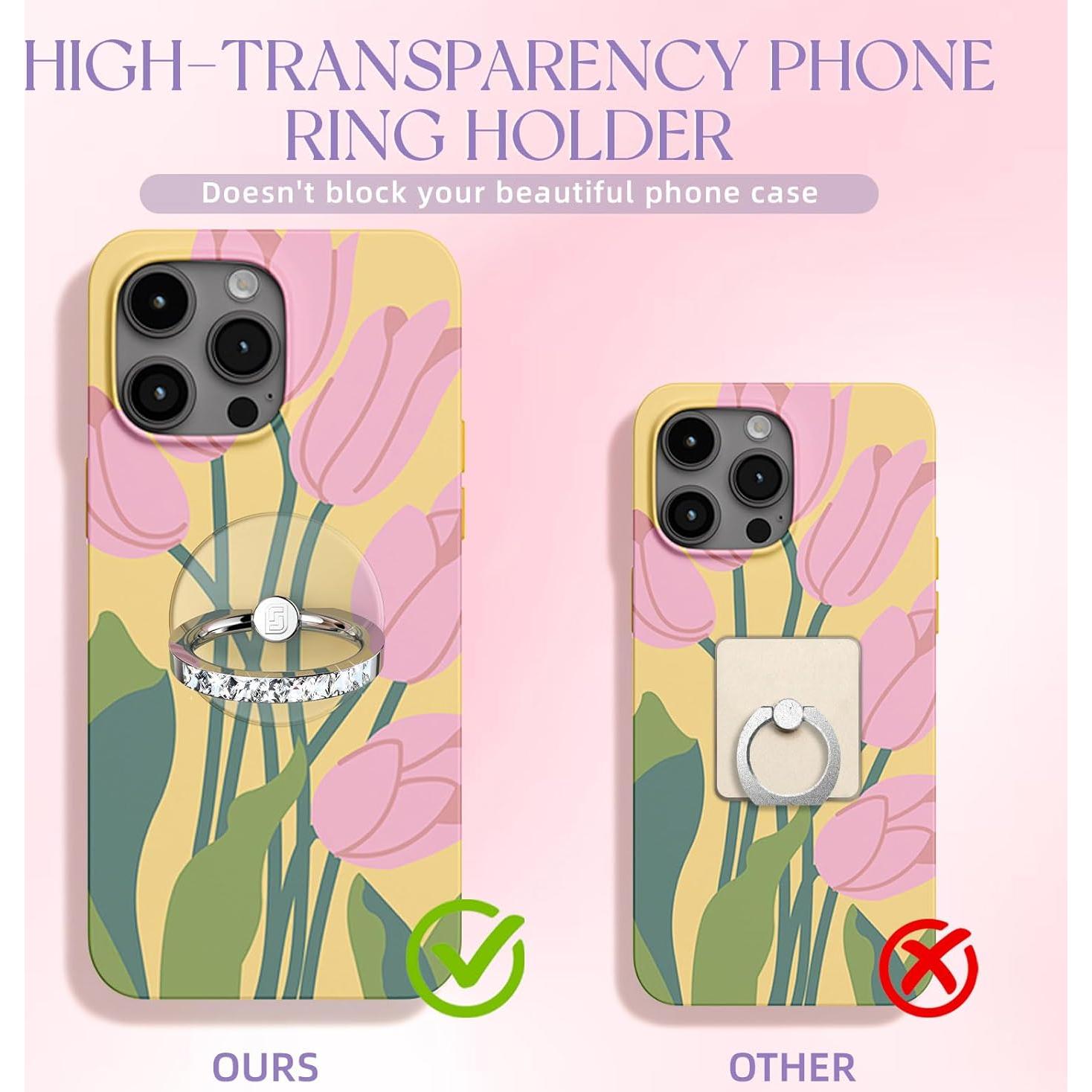 Soporte de Anillo para Teléfono Jsoerpay 2 Pcs Transparente Plata