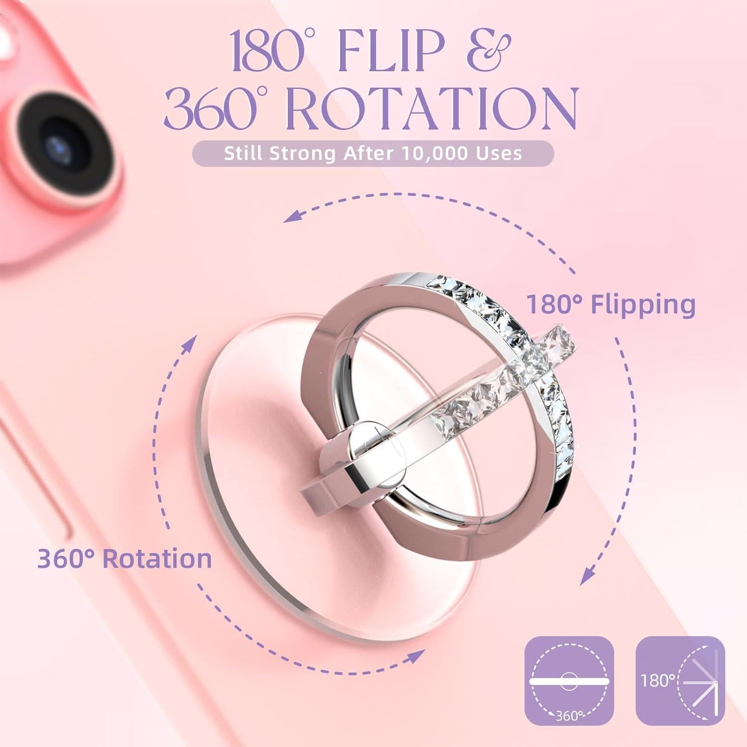 Soporte de Anillo para Teléfono Jsoerpay 2 Pcs Transparente Plata