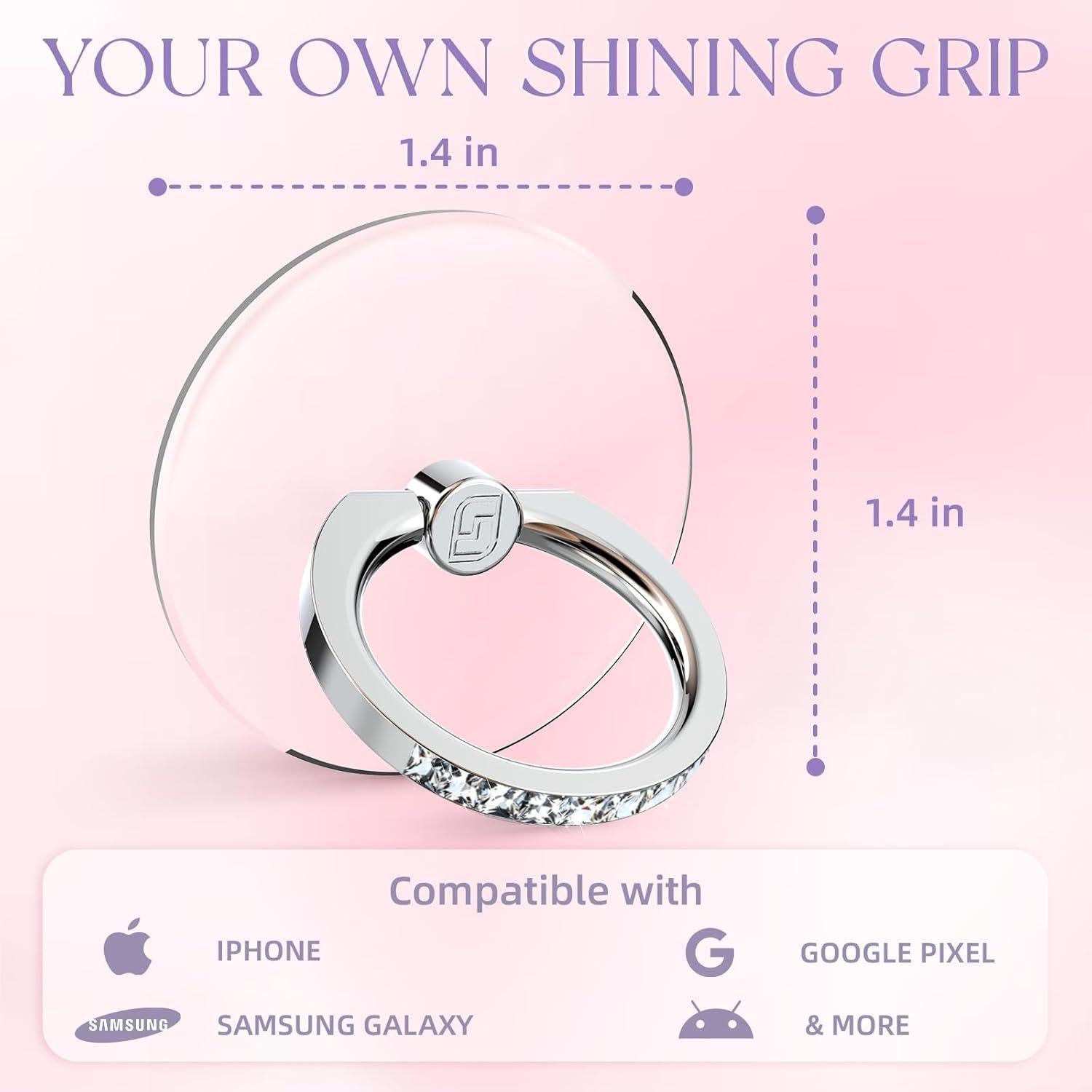 Soporte de Anillo para Teléfono Jsoerpay 2 Pcs Transparente Plata