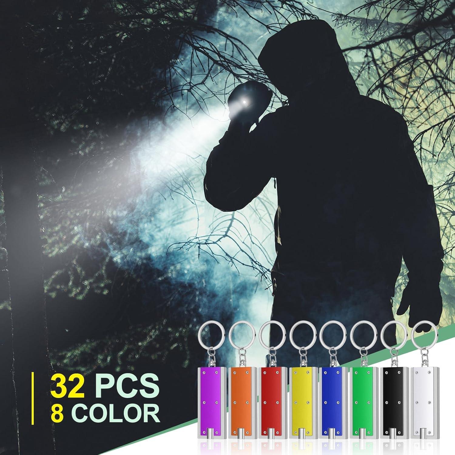 32 Linternas de Llavero LED Hicarer Mini Portátiles 6x2.4cm