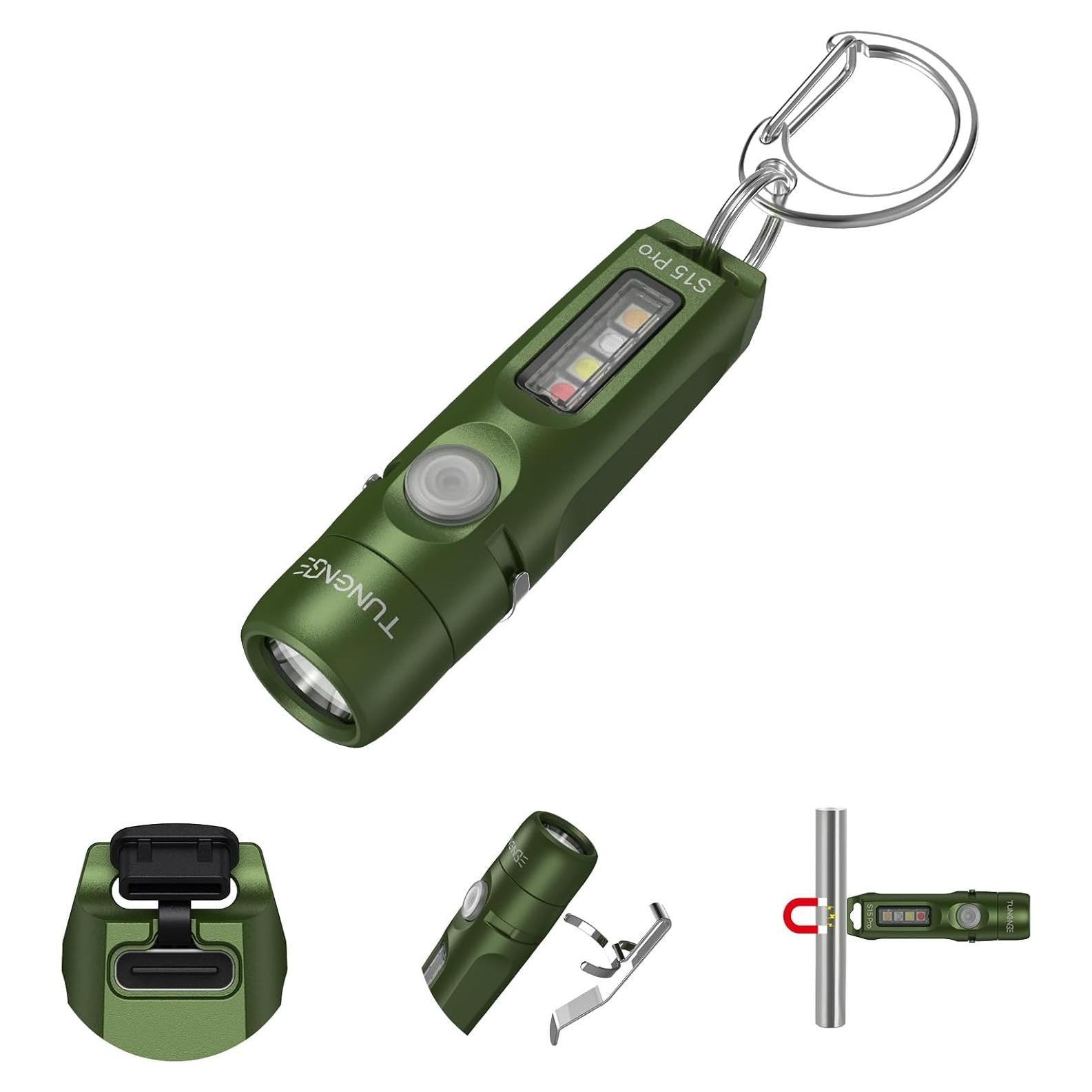 Linterna Recargable TUNENGE S15Pro 750 Lúmenes Verde Militar