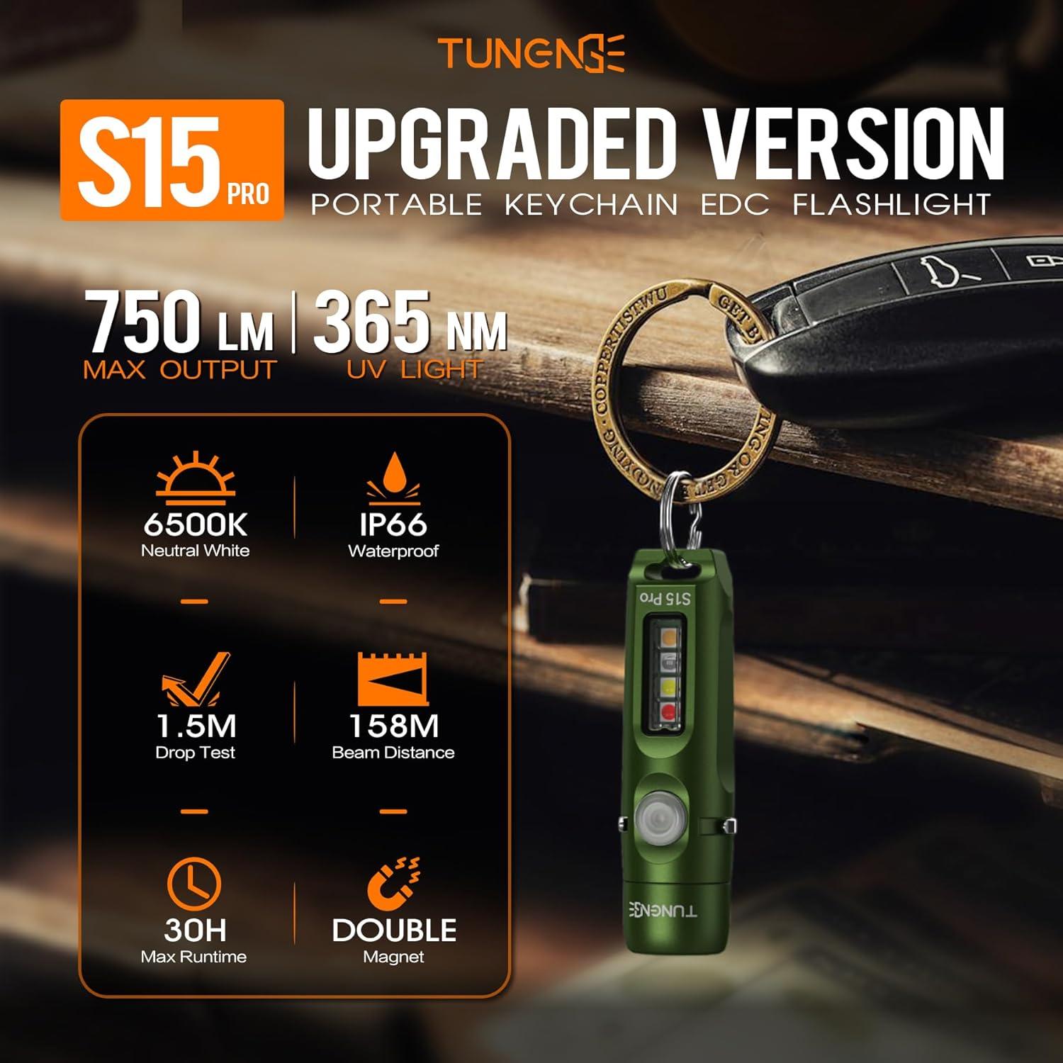 Linterna Recargable TUNENGE S15Pro 750 Lúmenes Verde Militar