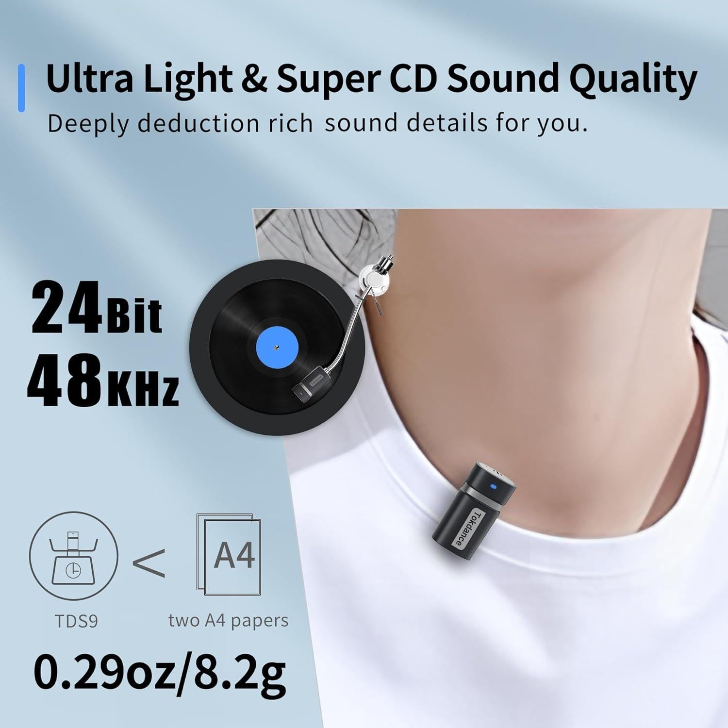 Micrófono Lavalier Inalámbrico Tokdance TDS9 3-en-1 con Adaptadores