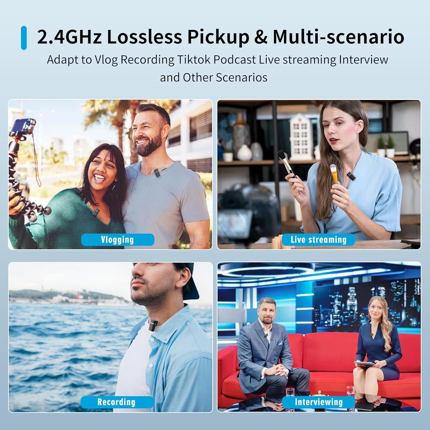 Micrófono Lavalier Inalámbrico Tokdance TDS9 3-en-1 con Adaptadores