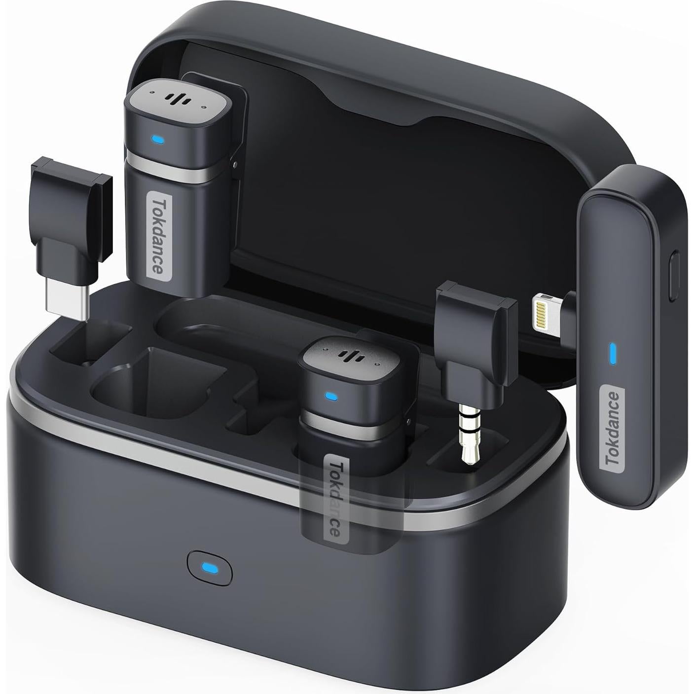 Micrófono Lavalier Inalámbrico Tokdance TDS9 3-en-1 con Adaptadores