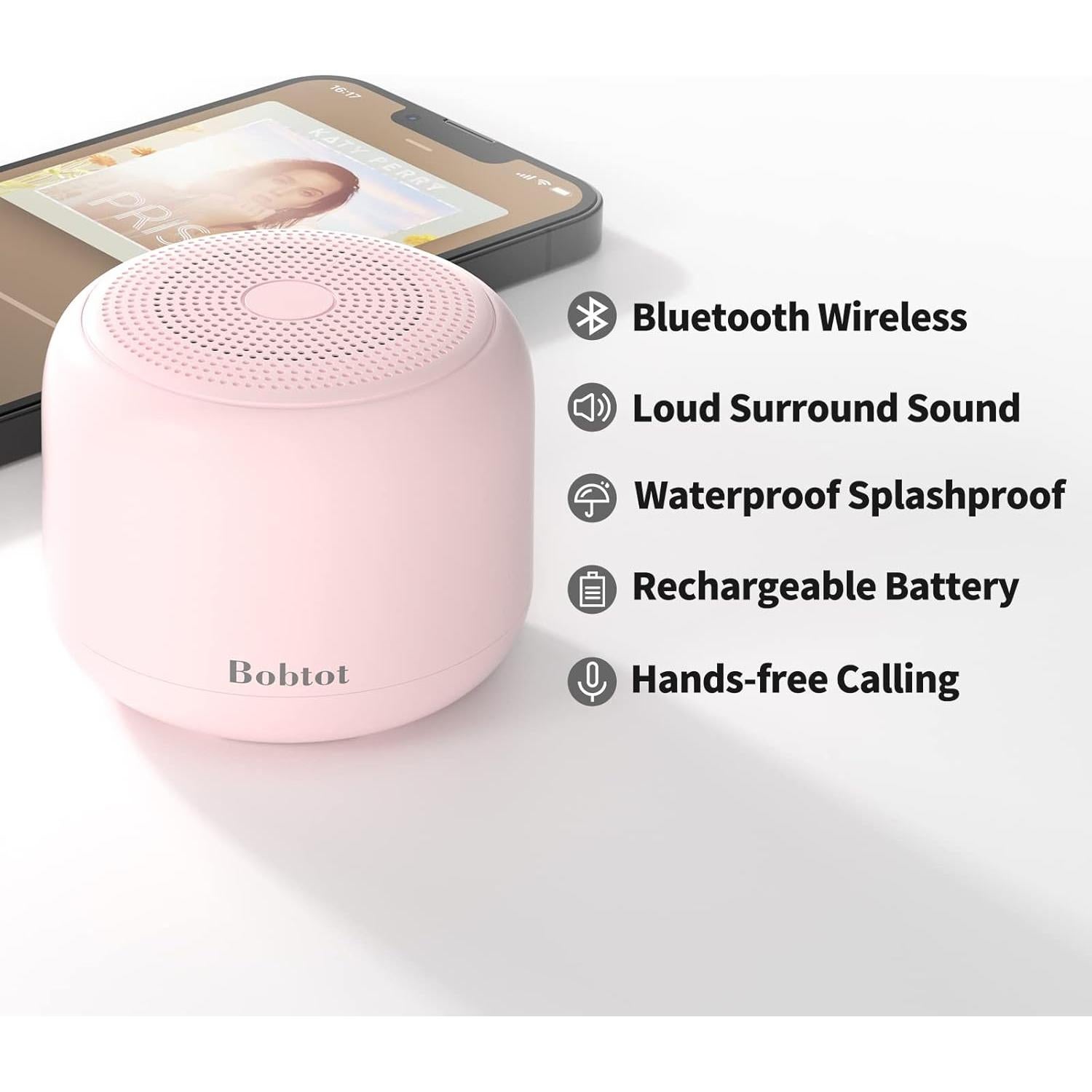 Altavoz Bluetooth Portátil Bobtot Cutie Rosa Impermeable 20h