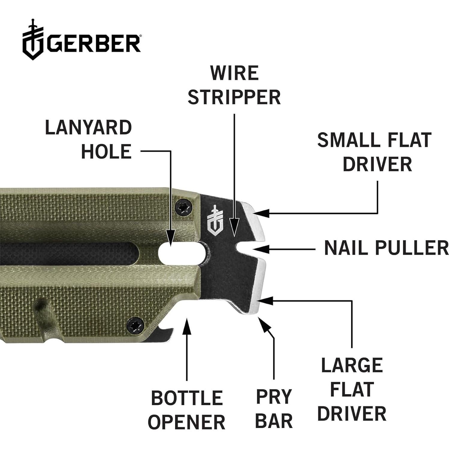 Cuchillo Utilitario GERBER Prybrid 8 en 1 Verde con Clip