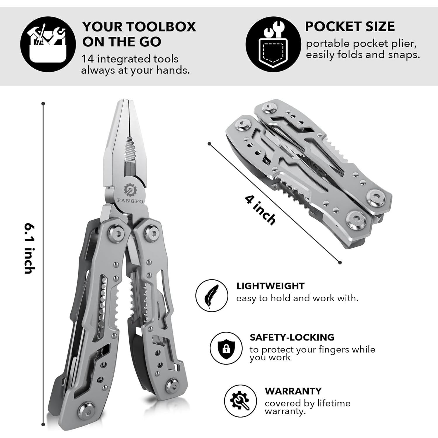 Alicate Multiherramienta Fangfo 14-en-1 Acero Inoxidable