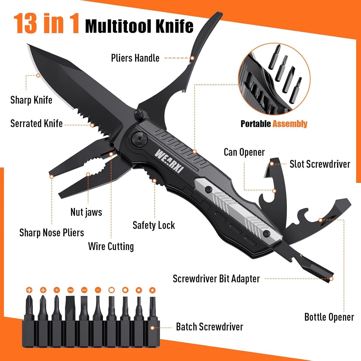 Cuchillo Multiherramienta WEARXI 13 en 1 para Hombres