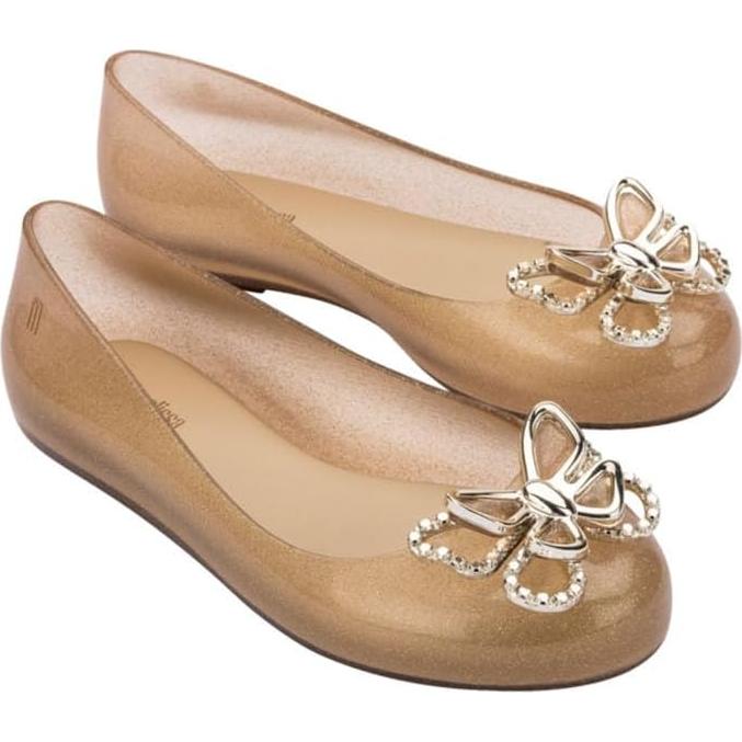 Bailarinas Mini Melissa Sweet Love Fly Niñas Glitter Beige