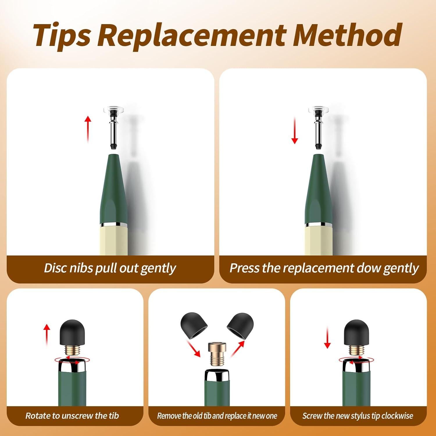 Pluma Estilográfica Bopomofo 2-en-1 para Pantallas Táctiles - 5 Pcs