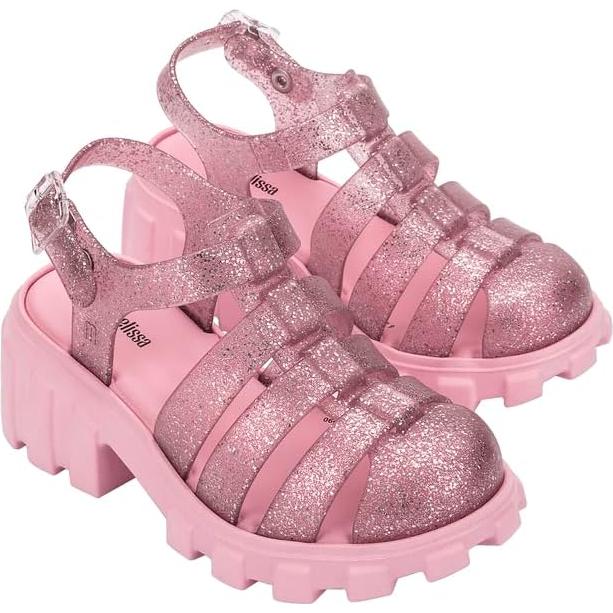 Sandalias Plataforma Mini Melissa Megan Niña Rosa Brillante