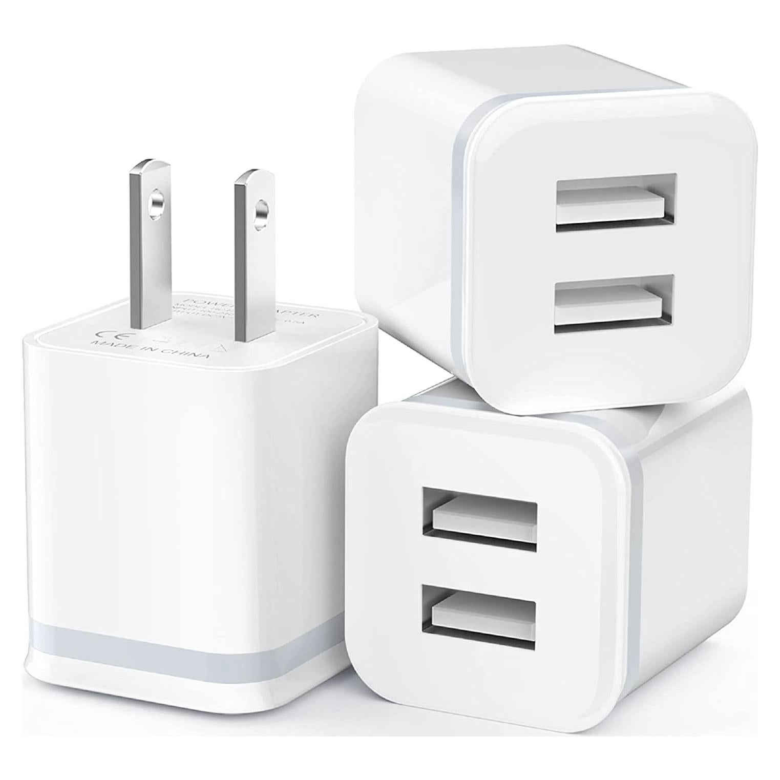 Cargador de Pared USB Doble Puerto LUOATIP 2.1A 5V - Paquete de 3