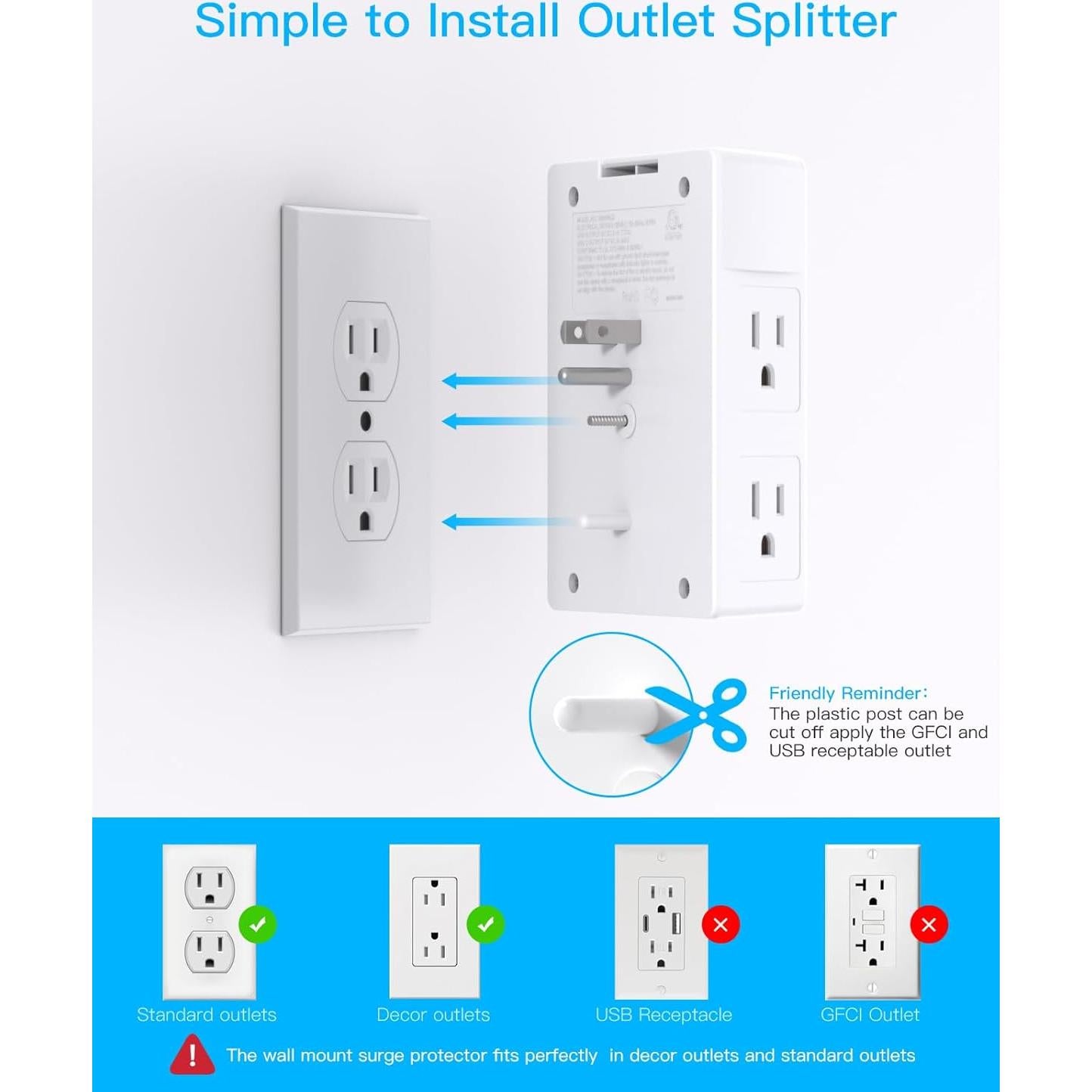 Extensor de Enchufe 5 Salidas + 4 USB C One Beat 1680J