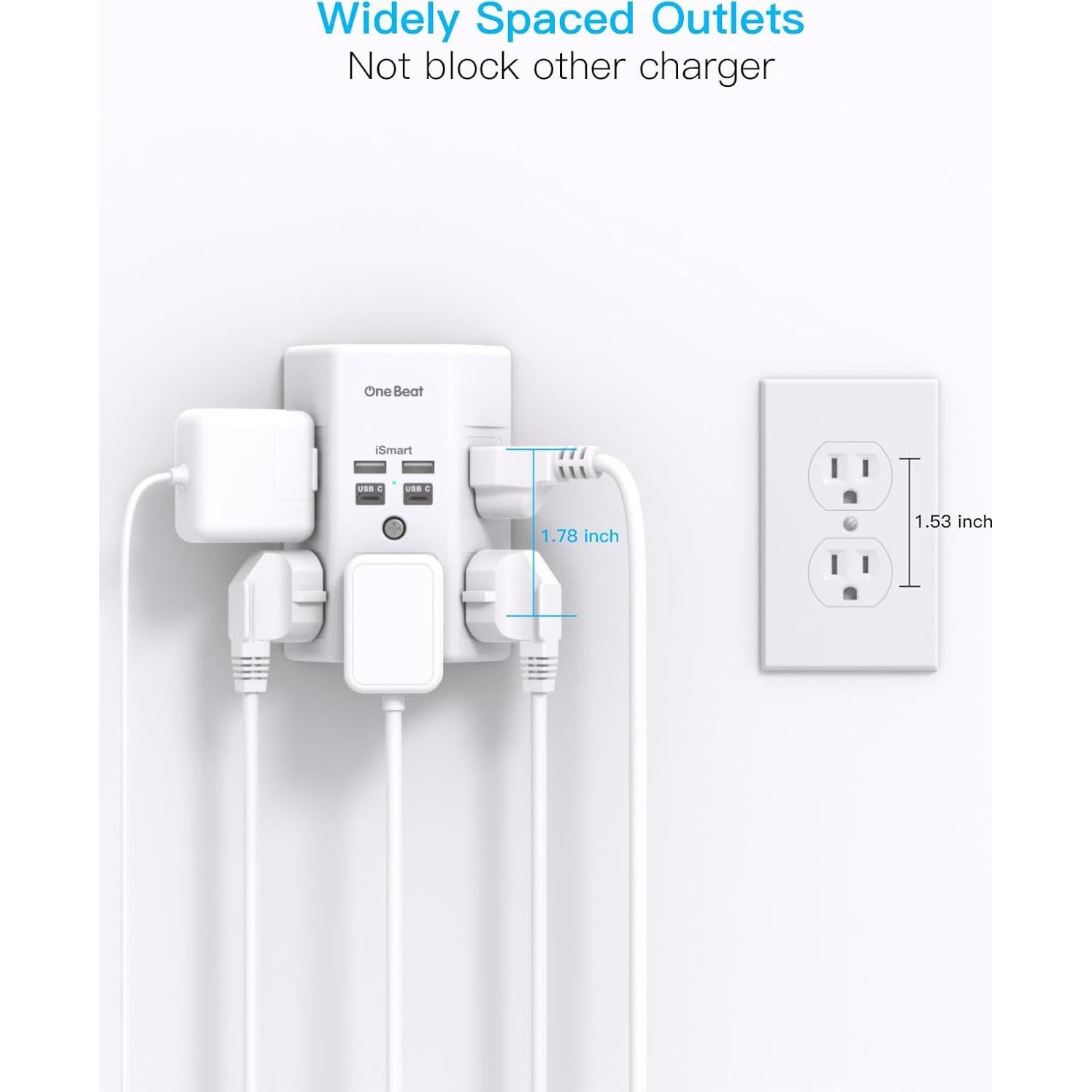 Extensor de Enchufe 5 Salidas + 4 USB C One Beat 1680J