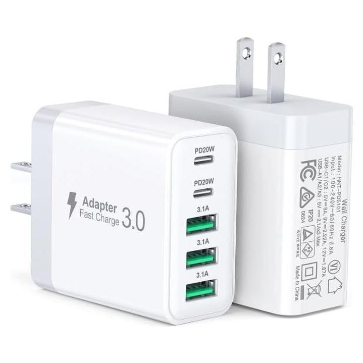 Cargador USB C Rápido 50W 5 Puertos BOVICAS Blanco