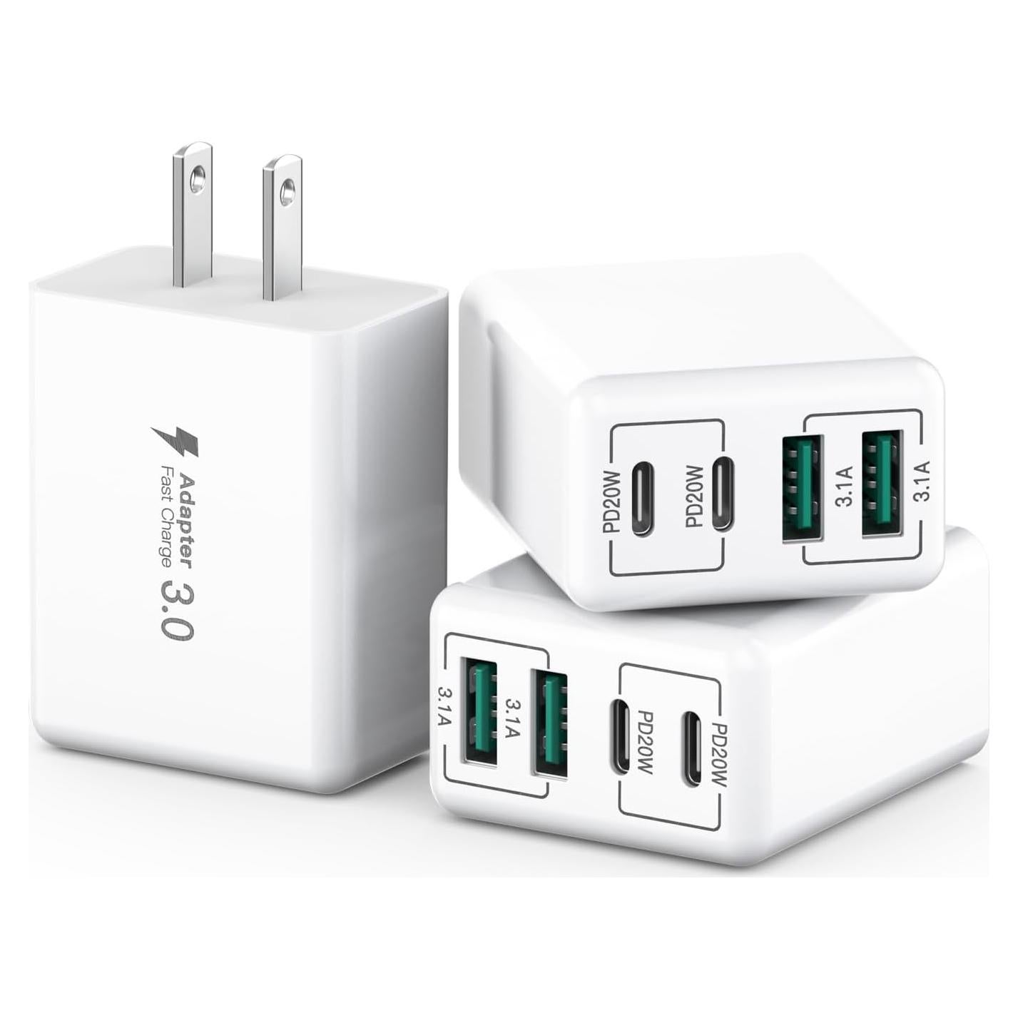 Cargador de Pared USB C 40W 3 Puertos Rápido SCCVEE