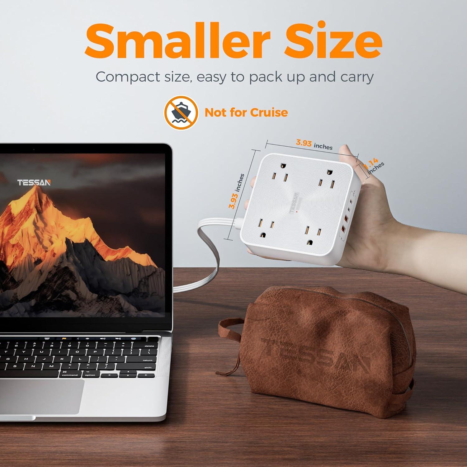 Regleta de Protección TESSAN 1.83m 8 en 1 con USB-C 20W