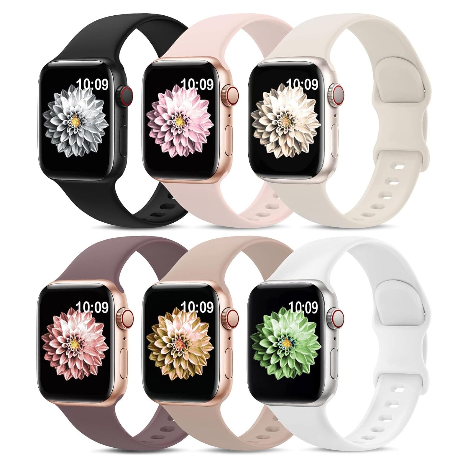Paquete de 6 bandas deportivas AMSKY para Apple Watch 38-45mm