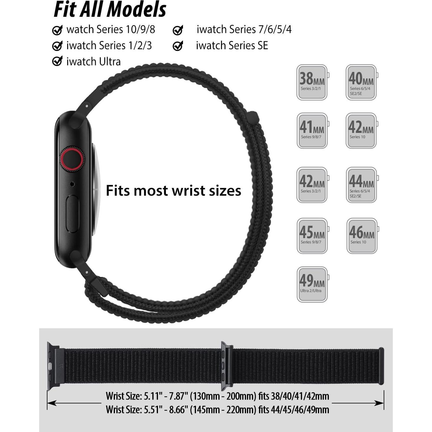 Banda Deportiva de Nailon Sunnywoo para Apple Watch 38-49mm