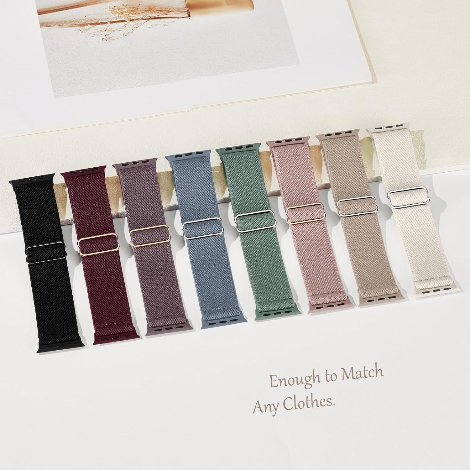 Paquete de 8 bandas elásticas Knossen para Apple Watch 38-49mm