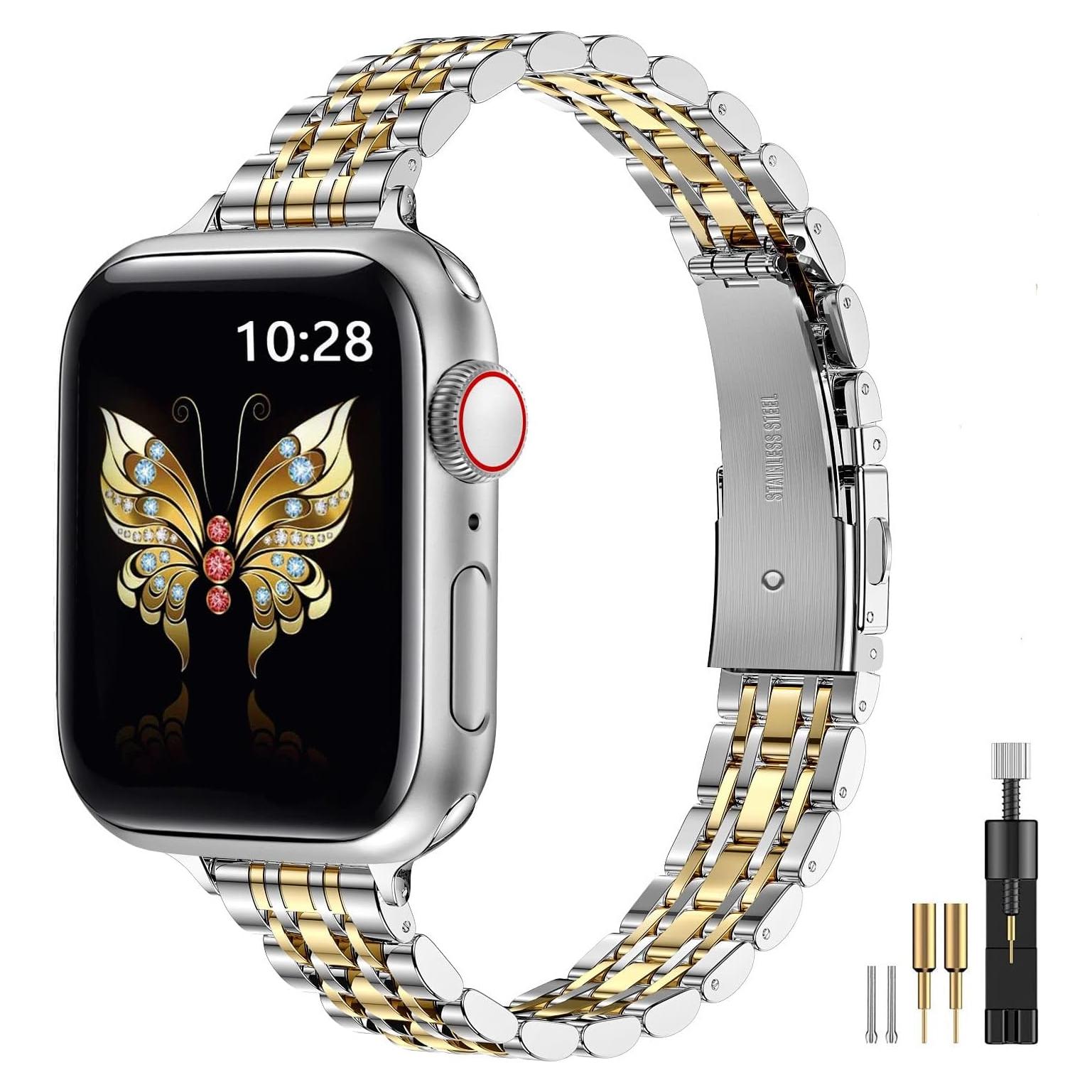 Banda de Metal Slim MioHHR para Apple Watch 38-42mm Plata/Oro