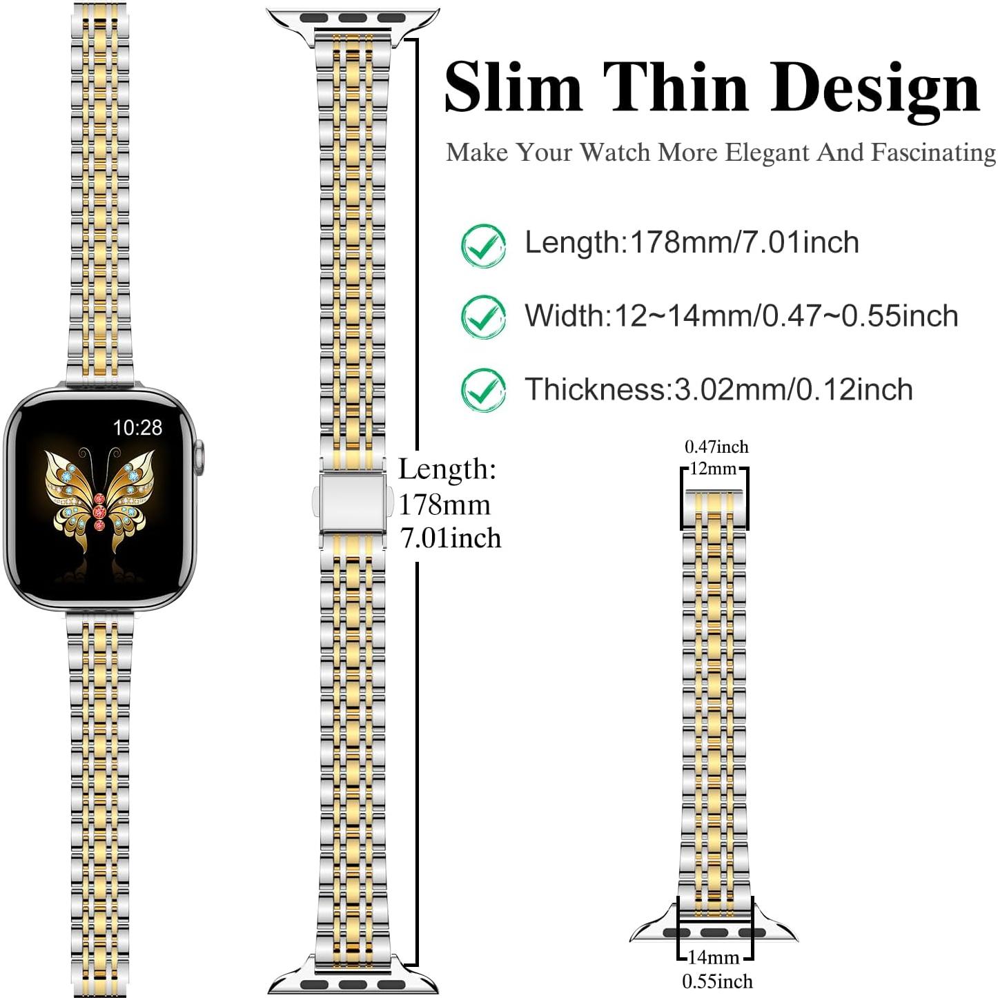 Banda de Metal Slim MioHHR para Apple Watch 38-42mm Plata/Oro