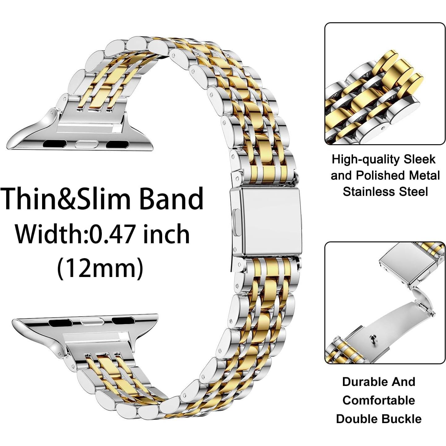 Banda de Metal Slim MioHHR para Apple Watch 38-42mm Plata/Oro