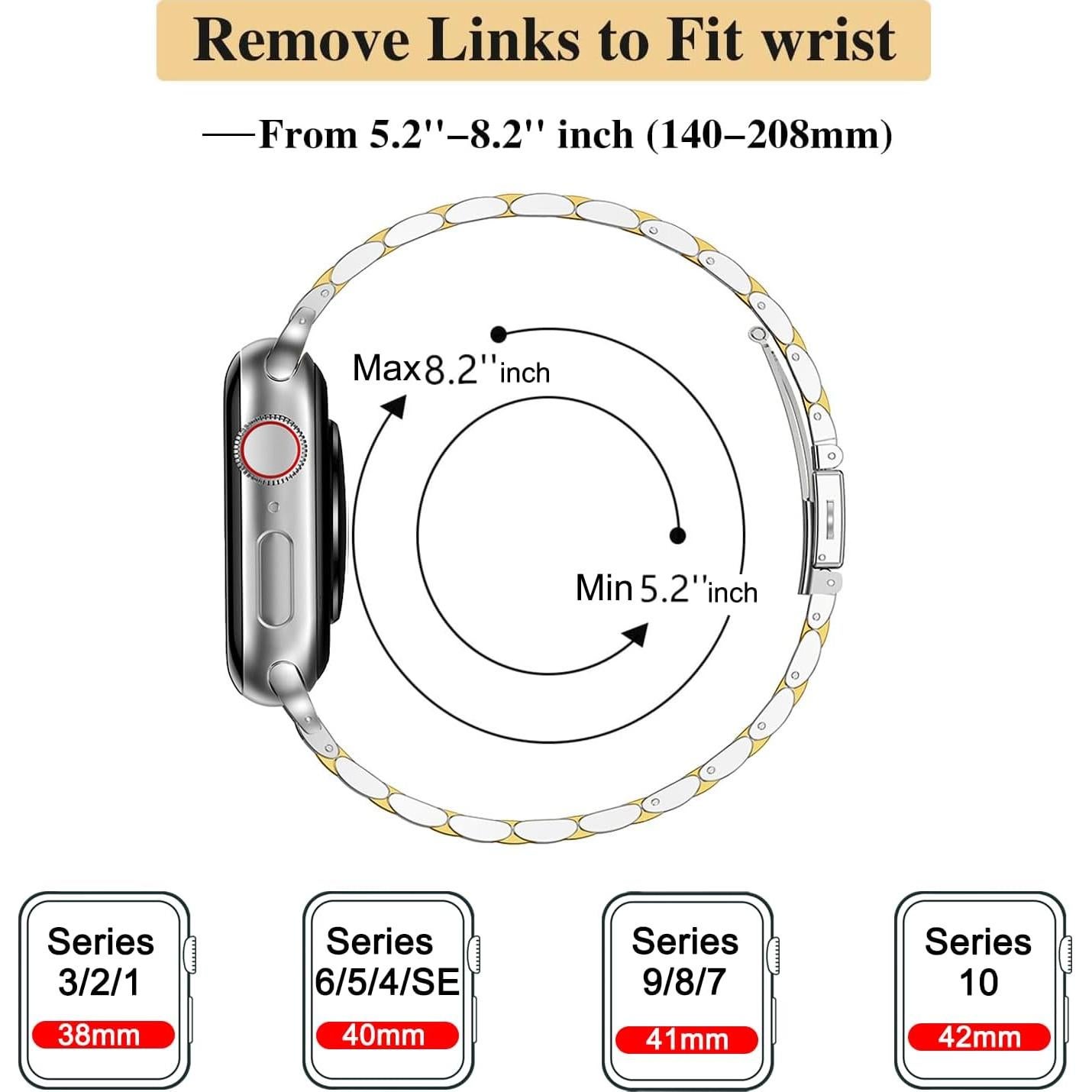 Banda de Metal Slim MioHHR para Apple Watch 38-42mm Plata/Oro