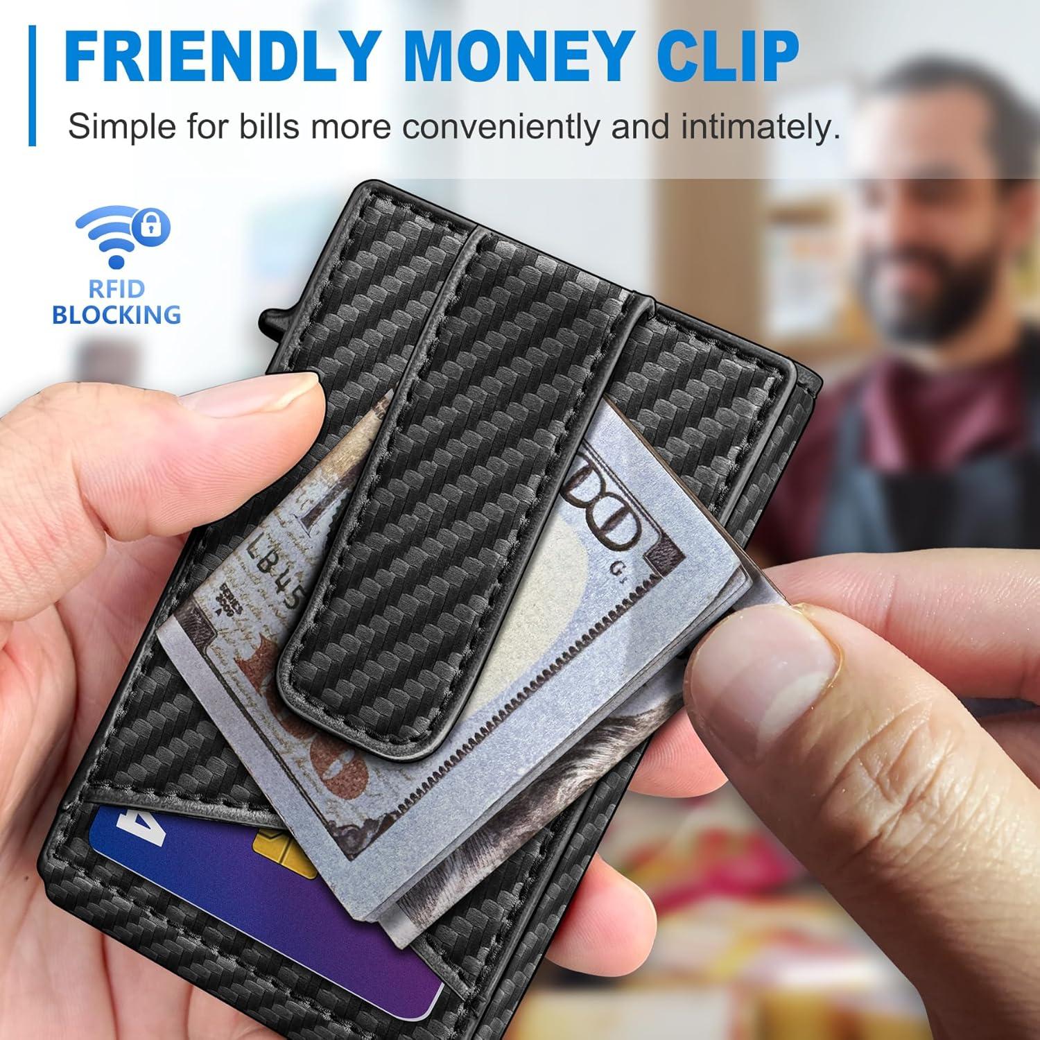 Billetera delgada para hombres con Airtag, bloqueo RFID, negro