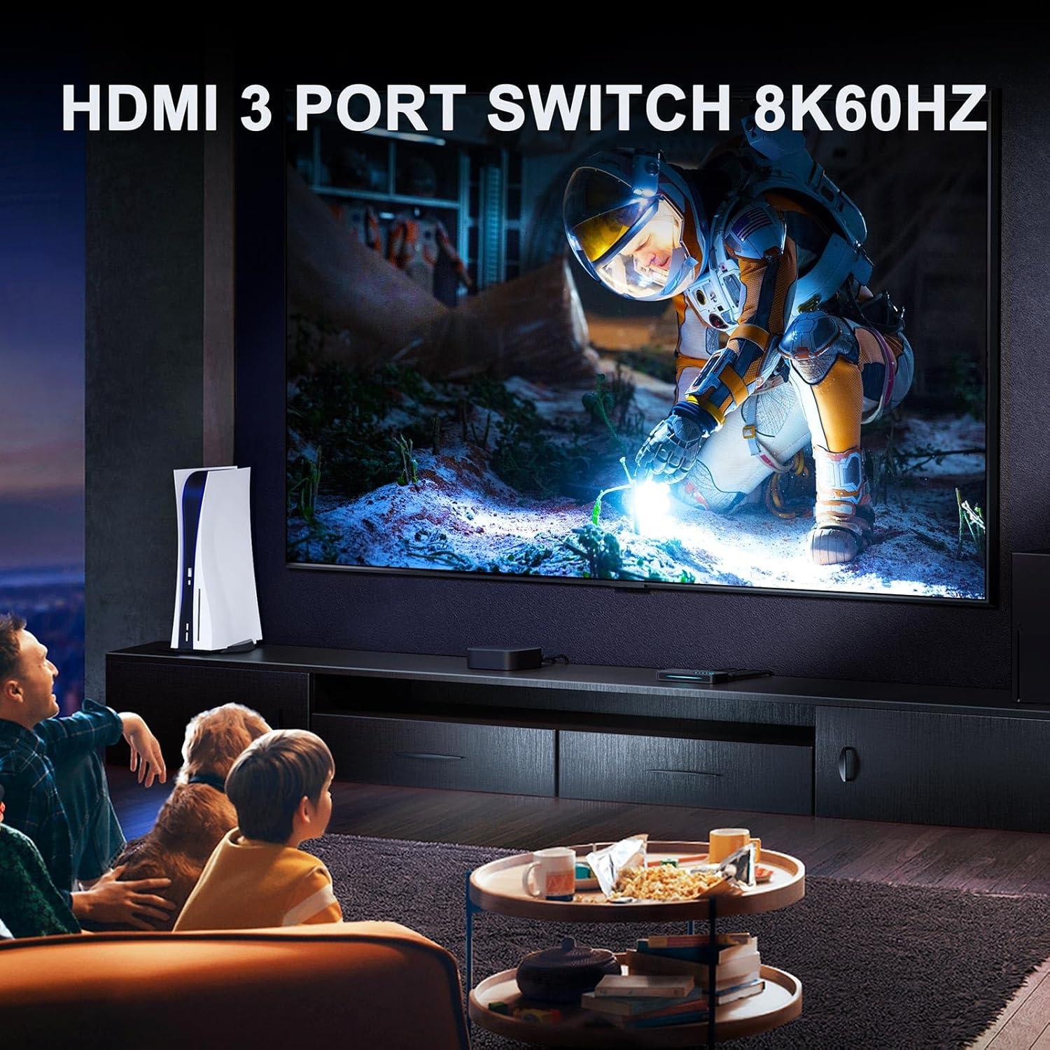 Interruptor HDMI 3 Puertos AVIDGRAM 8K 60Hz Control Remoto