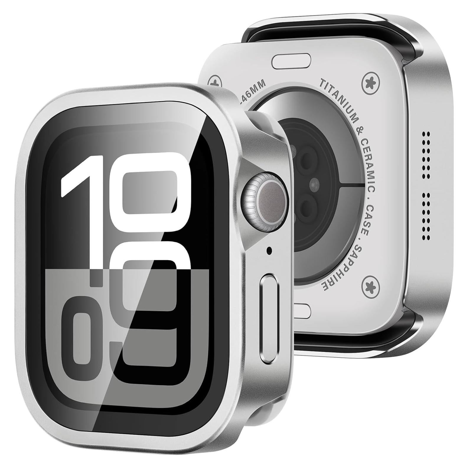 Funda de metal Amizee para Apple Watch 46mm Serie 10 Plata