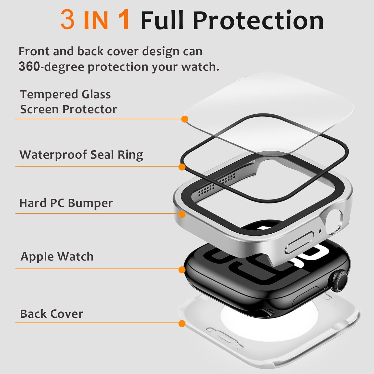 Funda de metal Amizee para Apple Watch 46mm Serie 10 Plata