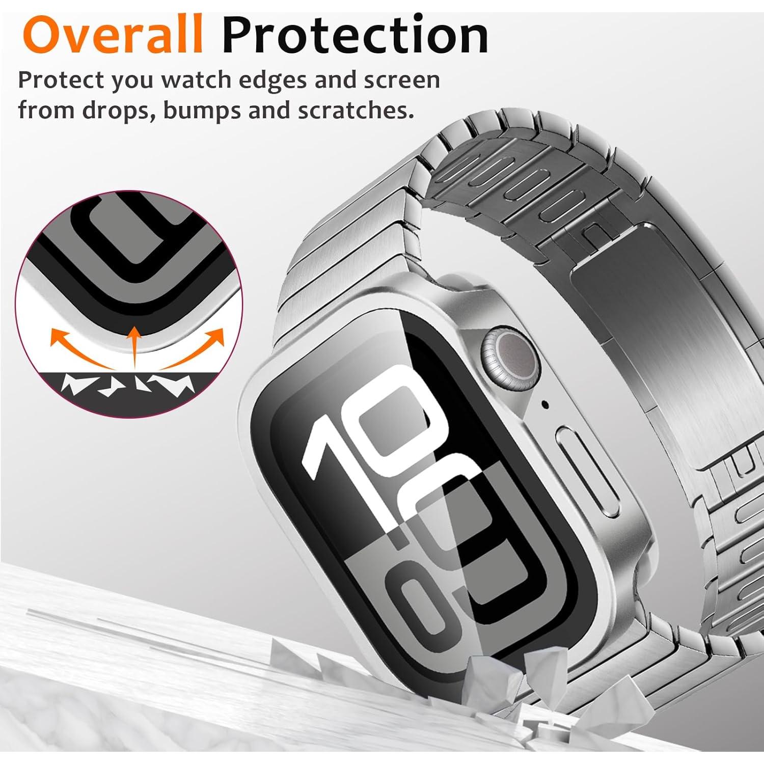 Funda de metal Amizee para Apple Watch 46mm Serie 10 Plata