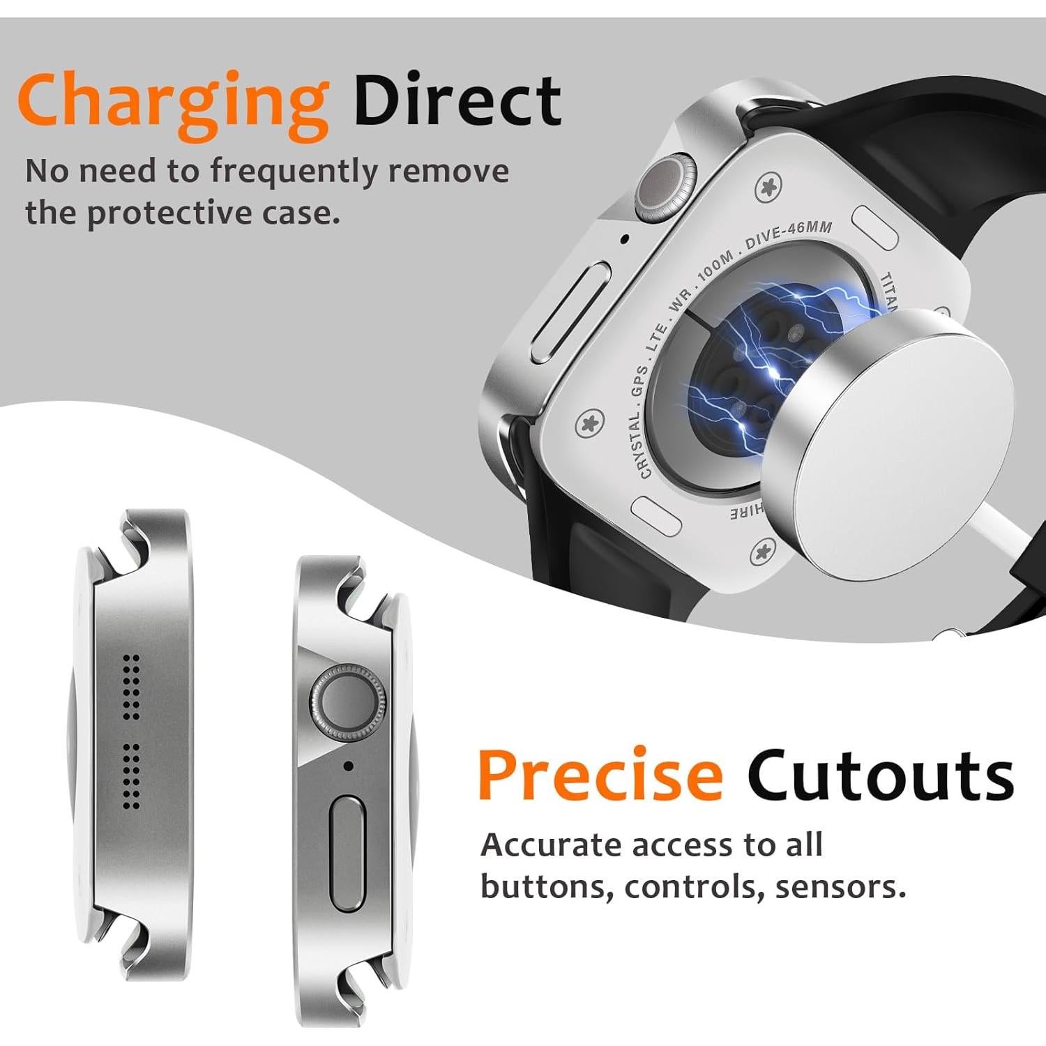 Funda de metal Amizee para Apple Watch 46mm Serie 10 Plata