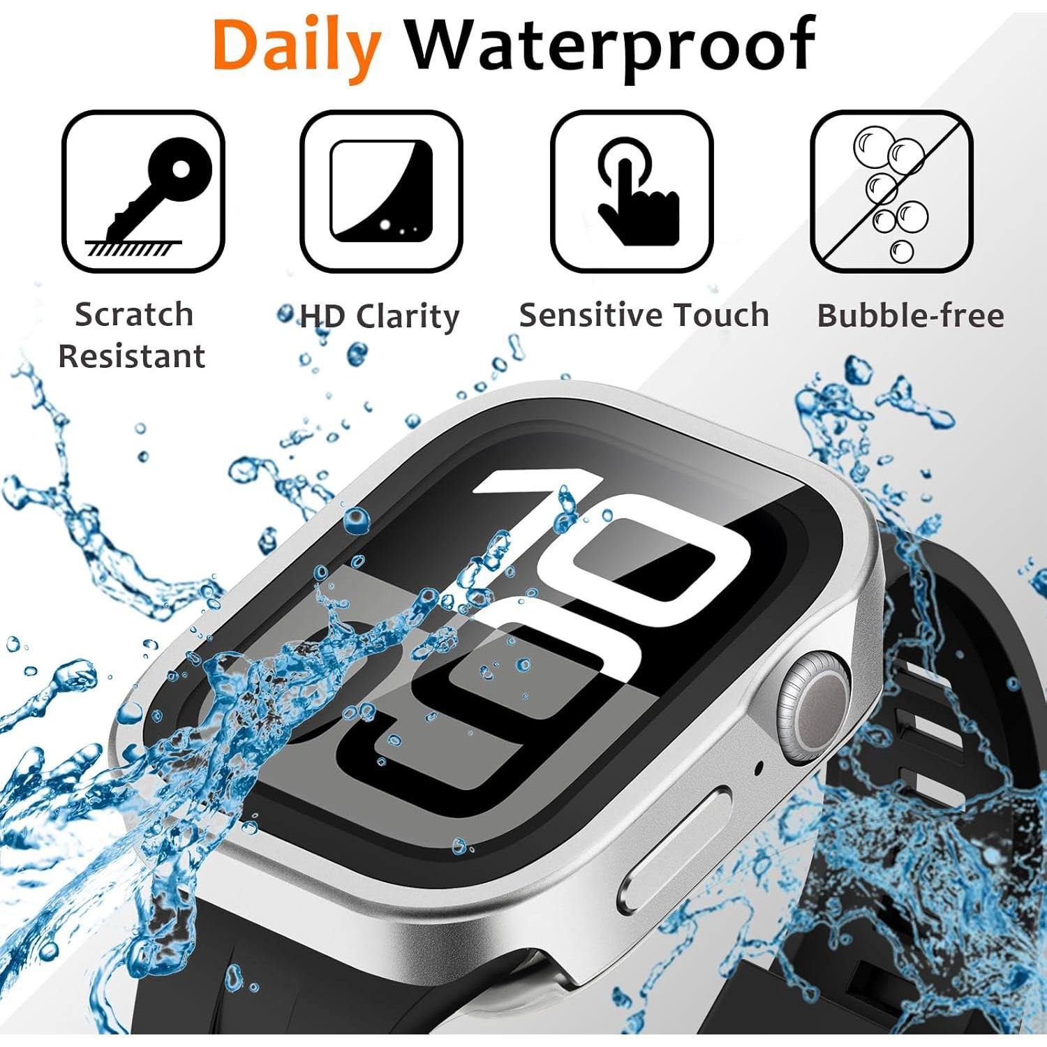 Funda de metal Amizee para Apple Watch 46mm Serie 10 Plata