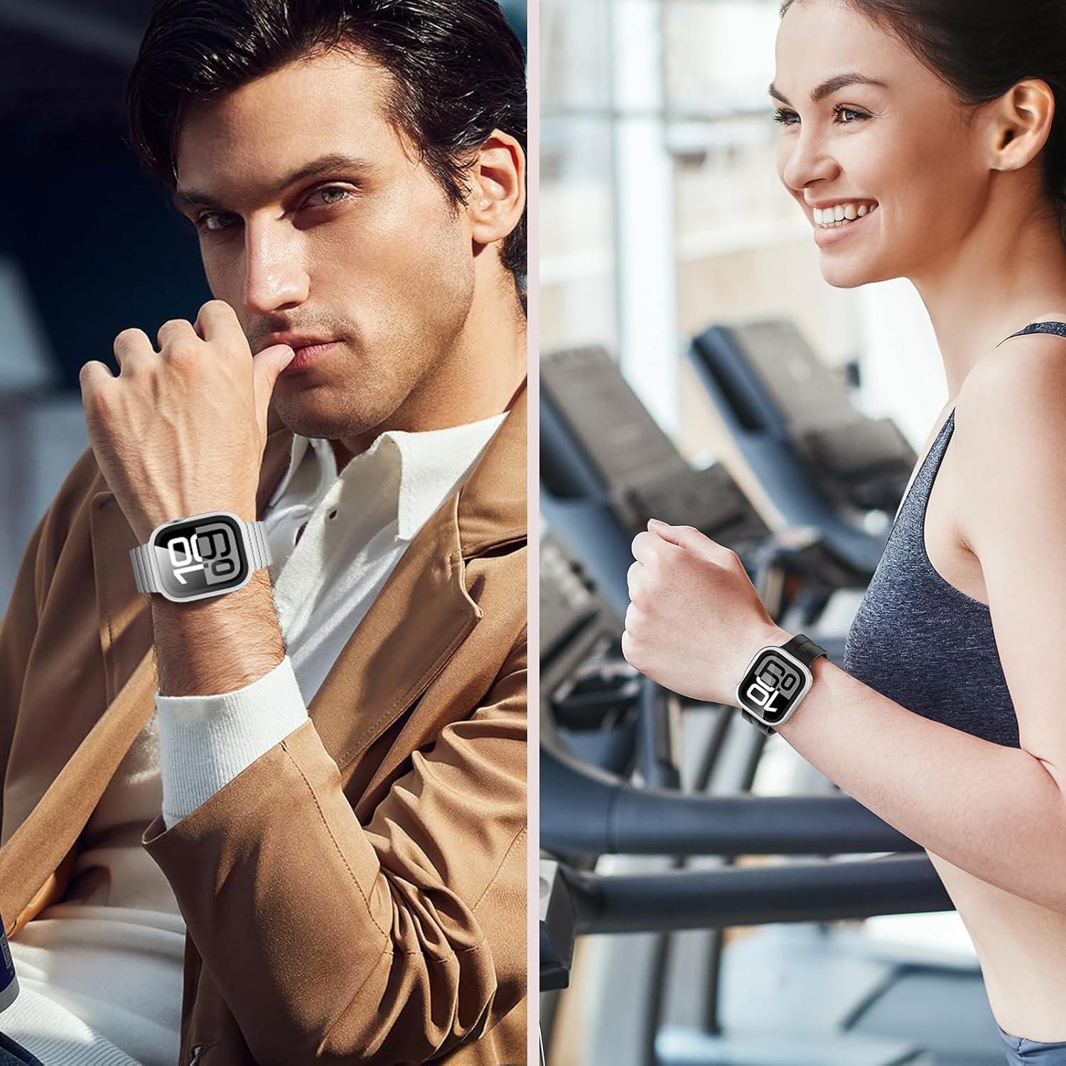 Funda de metal Amizee para Apple Watch 46mm Serie 10 Plata