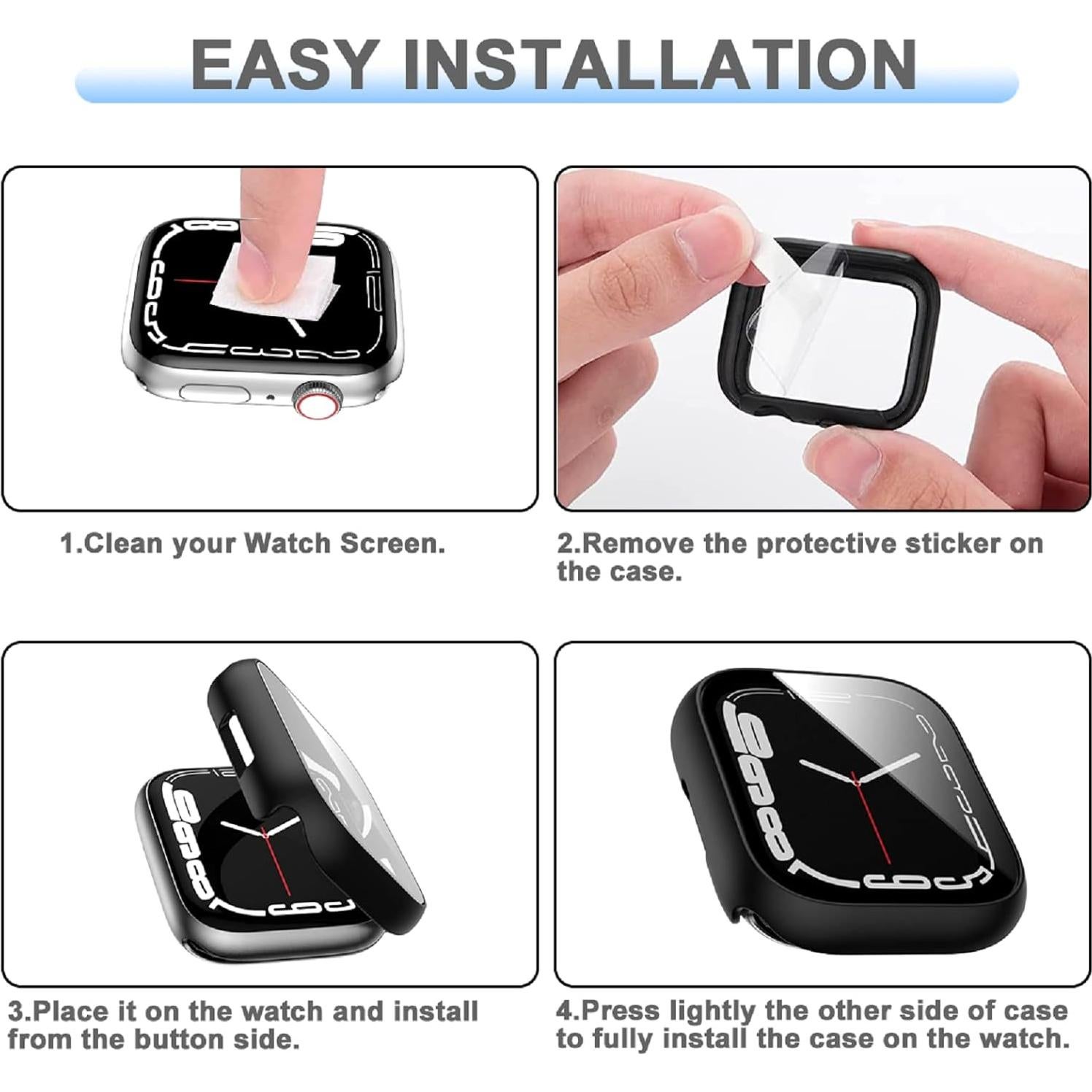 Paquete de 6 fundas Rontion para Apple Watch 44mm con vidrio templado