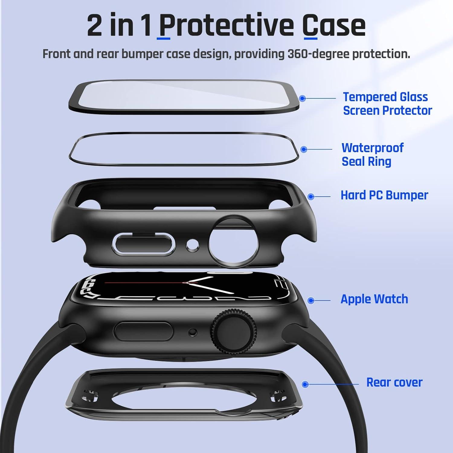 Funda Impermeable 2 en 1 Goton para Apple Watch 45mm - Protector Pantalla