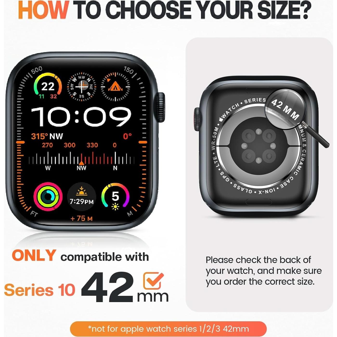 Funda Impermeable Goton para Apple Watch 40-49mm, Negro Mate