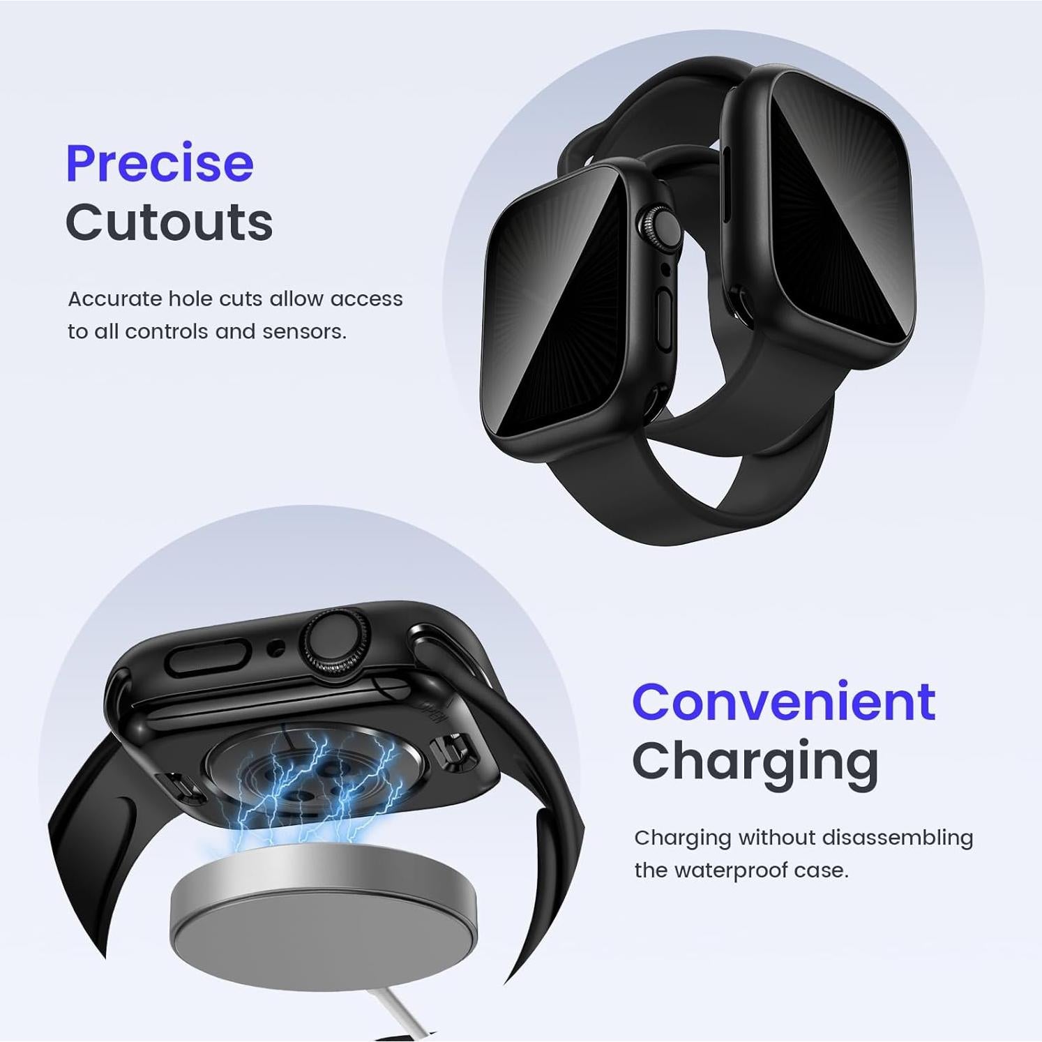 Funda Impermeable Goton para Apple Watch 40-49mm, Negro Mate