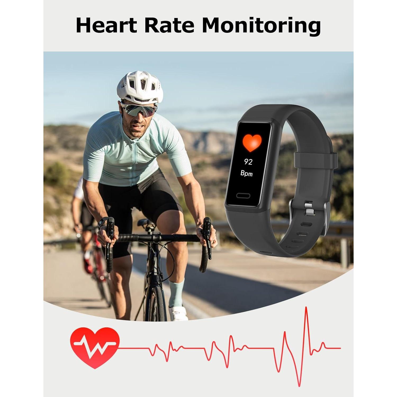 Rastreador de Fitness Cloudpoem Negro Impermeable IP68 24/7