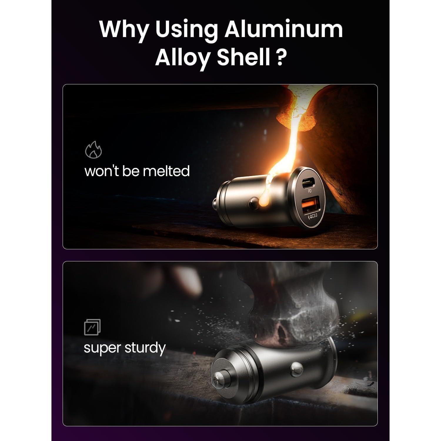 Cargador de Automóvil LISEN 54W USB C Doble Rápido Negro