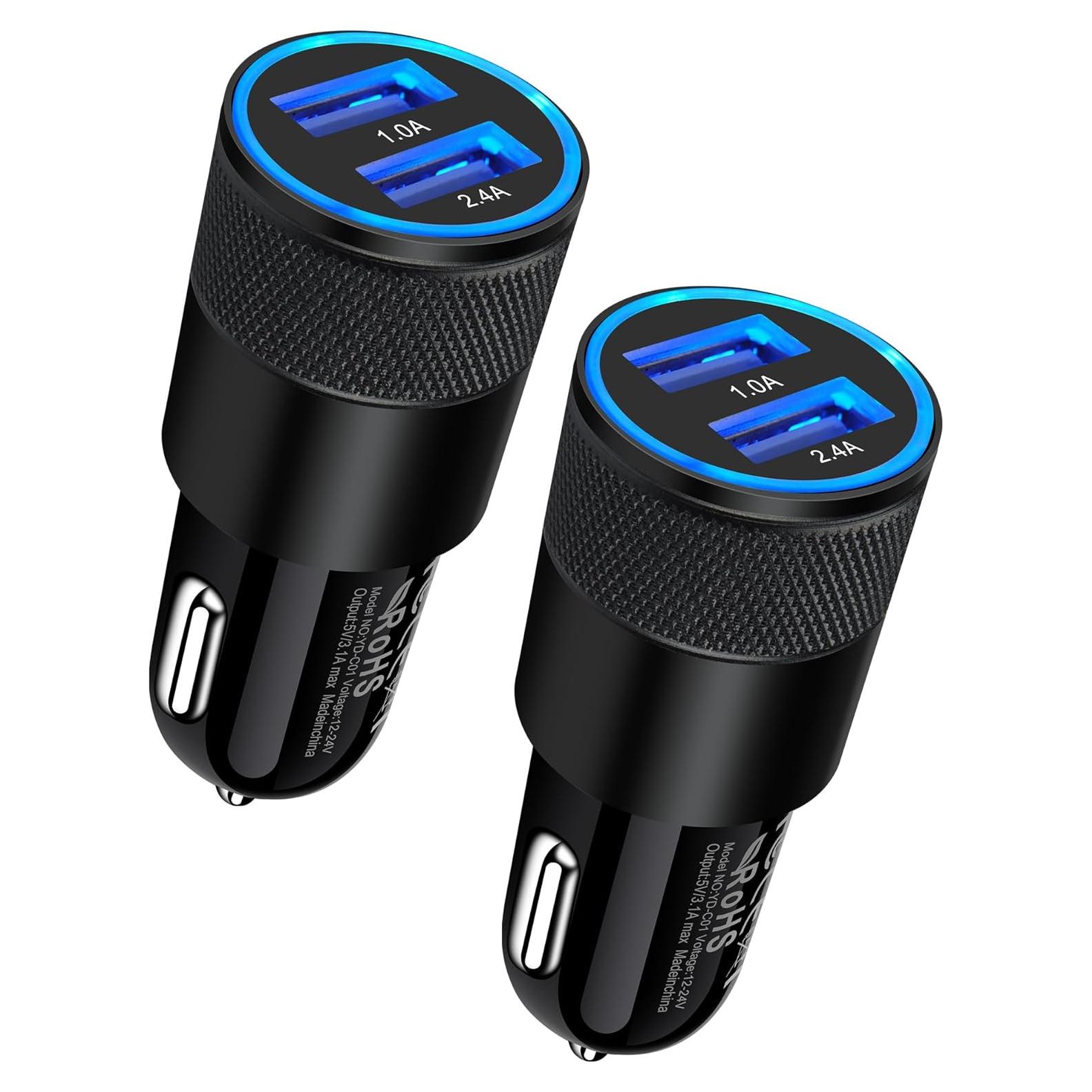 Cargador de Coche AILKIN Doble Puerto USB 3.4A Negro