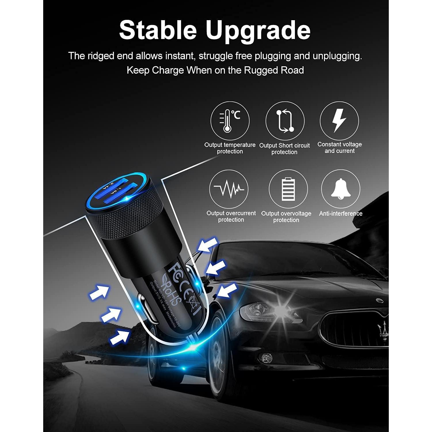 Cargador de Coche AILKIN Doble Puerto USB 3.4A Negro