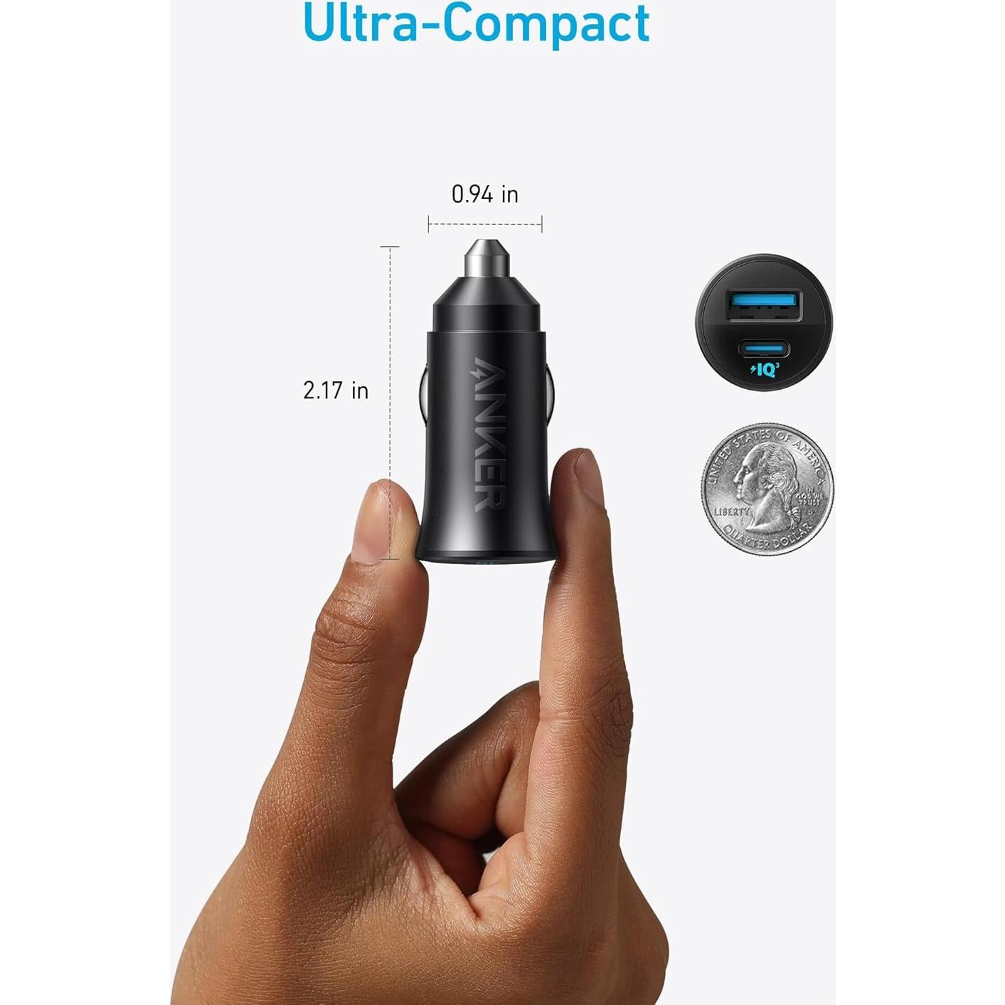 Cargador de Coche USB-C Anker A2741011 30W 2 Puertos