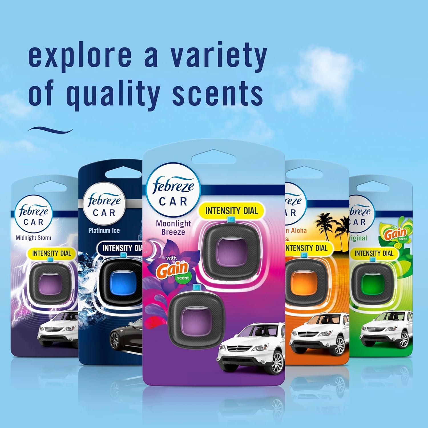 Febreze Clip de Aire Fresco para Auto Gain Brisa de Luna 3 Piezas