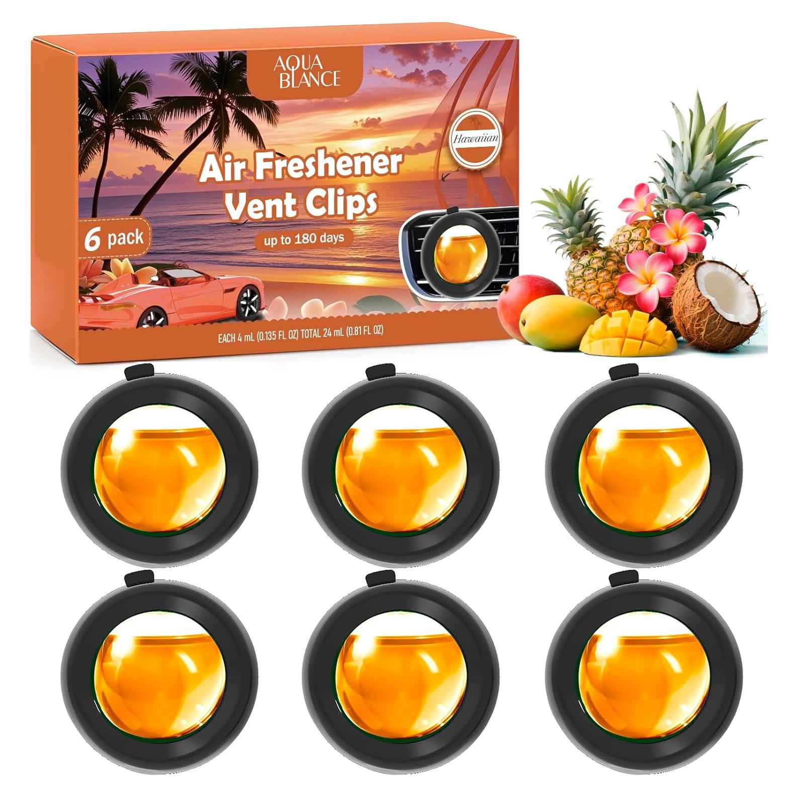Ambientador de Aire para Auto Aqua Blance Hawaiano, 6 Piezas