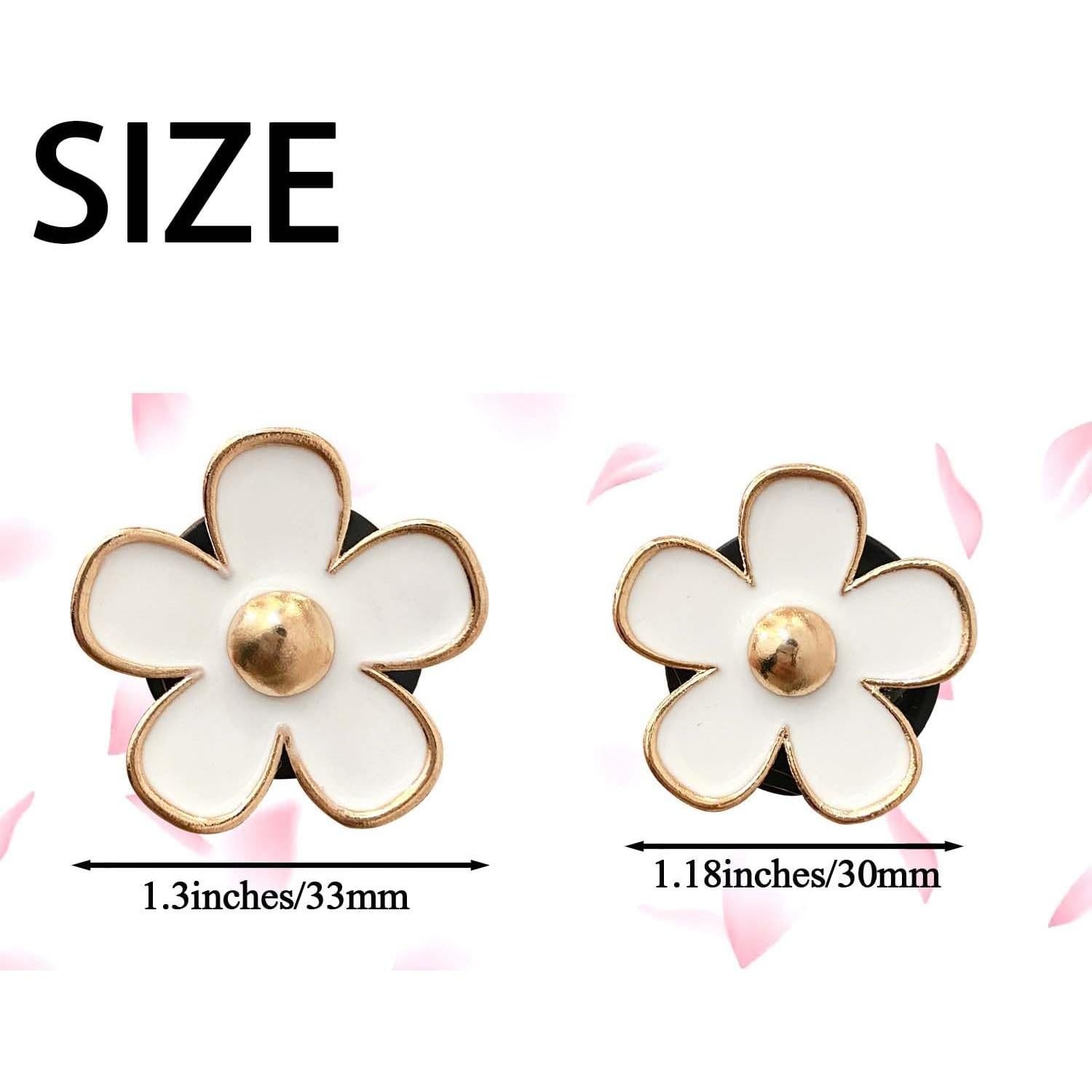 6 Clips de Ventilación Flor Margarita SonFa para Auto Blanco